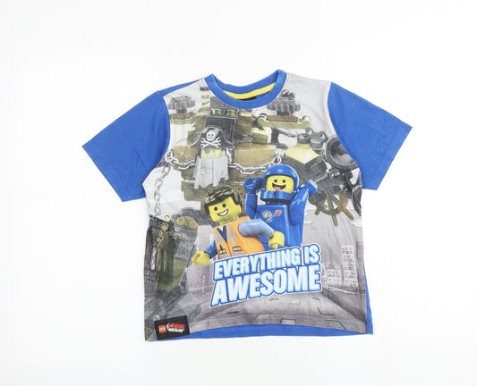LEGO Boys Multicoloured 100% Cotton Basic T-Shirt Size 7-8 Years Round Neck Pullover - Everything Is Awesome