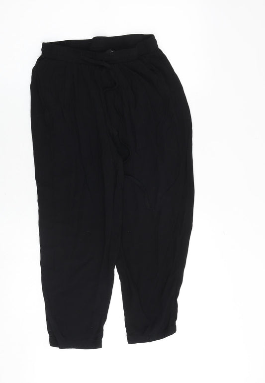 PRETTYLITTLETHING Womens Black Viscose Trousers Size 8 Regular Tie