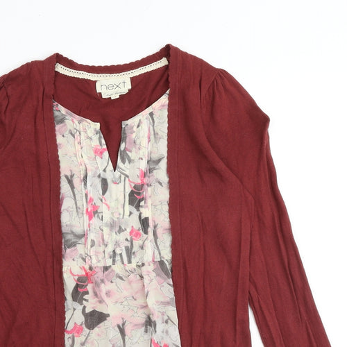 NEXT Womens Multicoloured Floral Cotton Basic Blouse Size 10 V-Neck - Twin Set