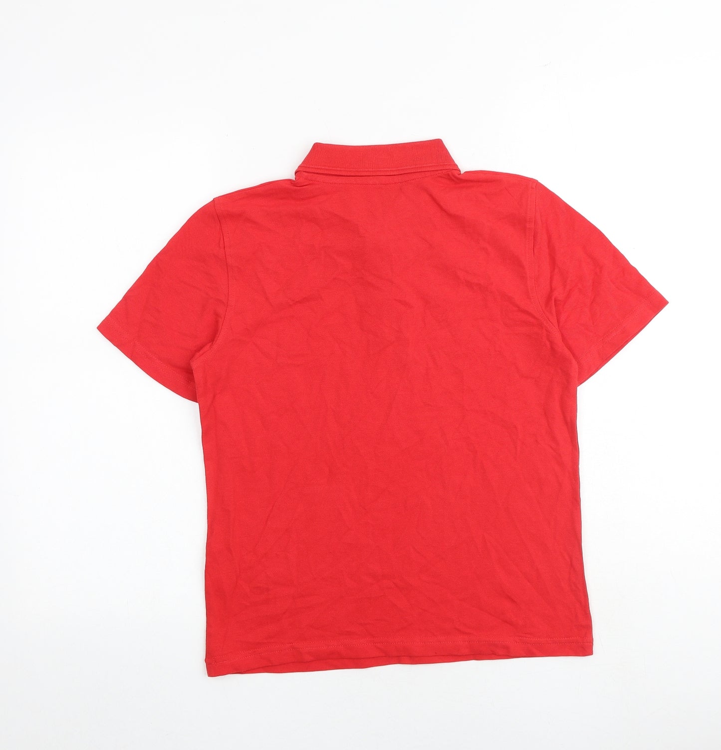 Marks and Spencer Boys Red 100% Cotton Basic Polo Size 10-11 Years Collared Button