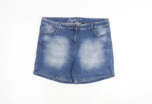 NEXT Womens Blue Cotton Basic Shorts Size 16 Regular Zip