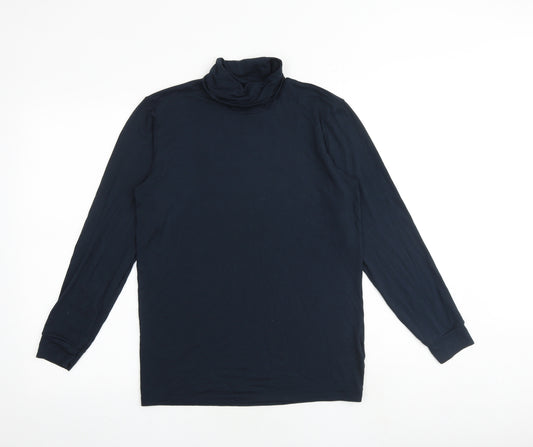 Uniqlo Mens Blue Polyester T-Shirt Size S Roll Neck