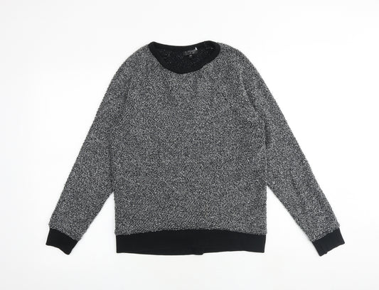 Topshop Womens Black Cotton Pullover Sweatshirt Size 8 Pullover