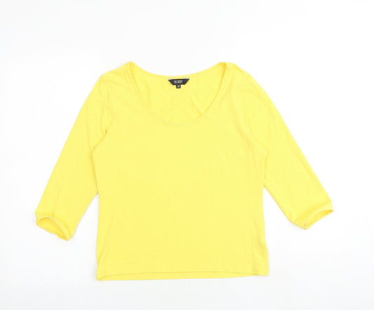Hobbs Womens Yellow Viscose Basic T-Shirt Size M Scoop Neck