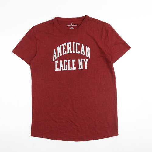 American Eagle Outfitters Mens Red Cotton T-Shirt Size S Round Neck