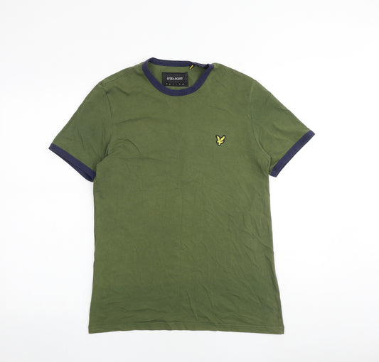 Lyle & Scott Mens Green Cotton T-Shirt Size S Round Neck