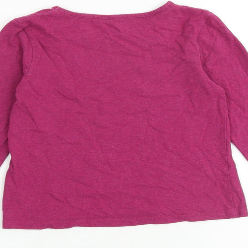 John Lewis Girls Pink 100% Cotton Basic T-Shirt Size 7 Years Boat Neck Pullover
