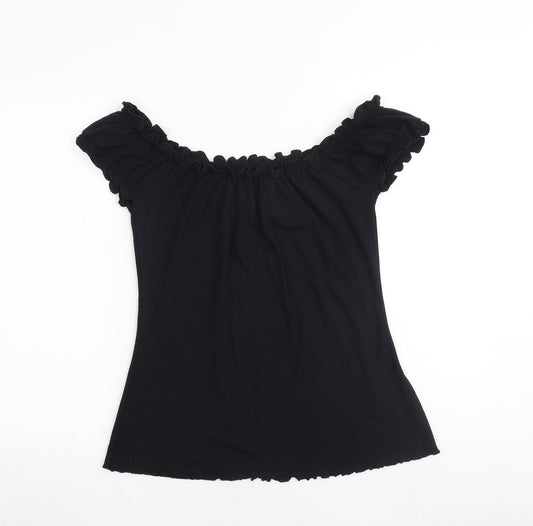 Joe Browns Womens Black Polyester Basic T-Shirt Size 12 Round Neck