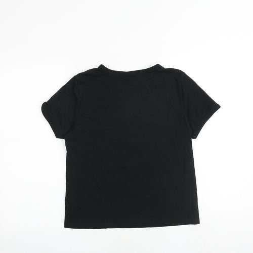 H&M Womens Black Cotton Basic T-Shirt Size L Round Neck - Ariana Grande
