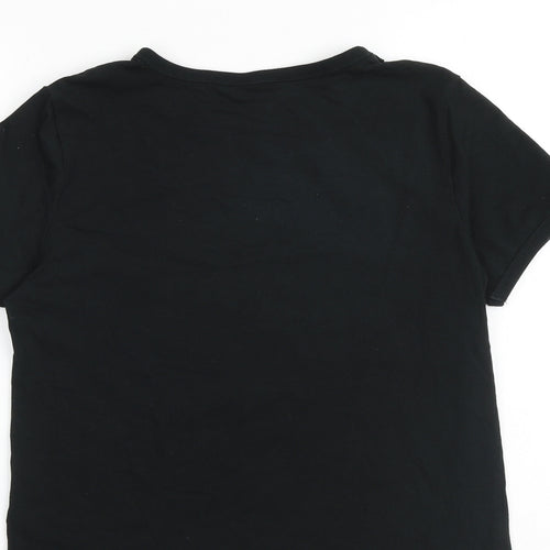 H&M Womens Black Cotton Basic T-Shirt Size L Round Neck - Ariana Grande