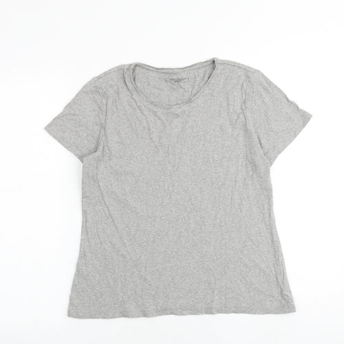 John Lewis Womens Grey 100% Cotton Basic T-Shirt Size 14 Round Neck