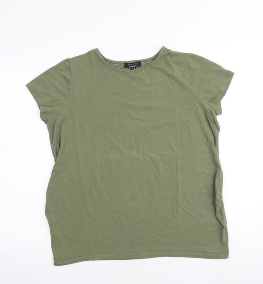 New Look Womens Green Cotton Basic T-Shirt Size 16 Round Neck