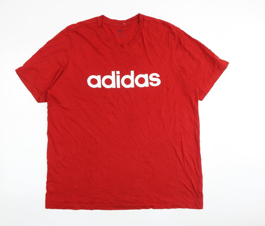 adidas Mens Red Cotton T-Shirt Size XL Round Neck
