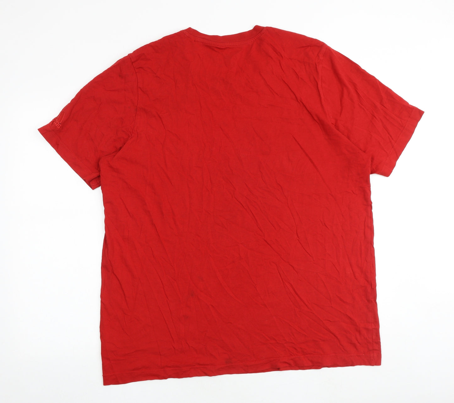adidas Mens Red Cotton T-Shirt Size XL Round Neck