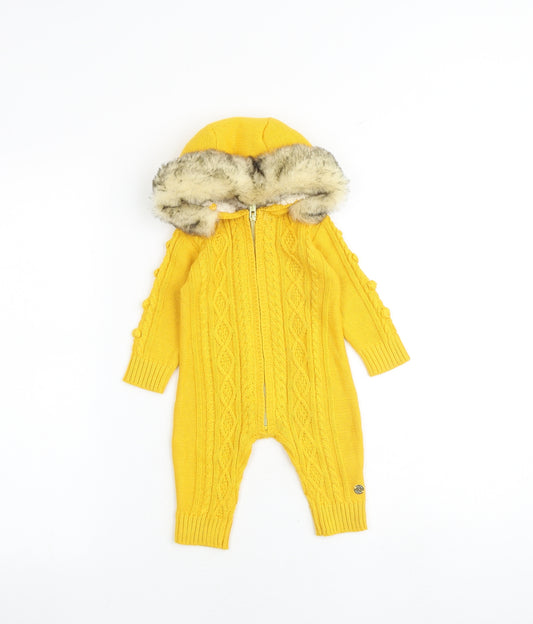 River Island Baby Yellow Acrylic Coverall One-Piece Size 3-6 Months Zip