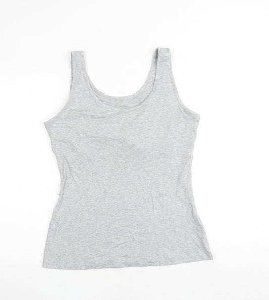 Marks and Spencer Womens Grey Cotton Basic Tank Size 24 Round Neck