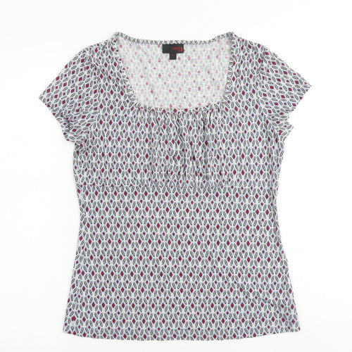 NEXT Womens Multicoloured Geometric 100% Cotton Basic T-Shirt Size 12 Square Neck