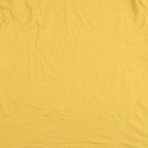 Marks and Spencer Mens Yellow Cotton T-Shirt Size XL Round Neck