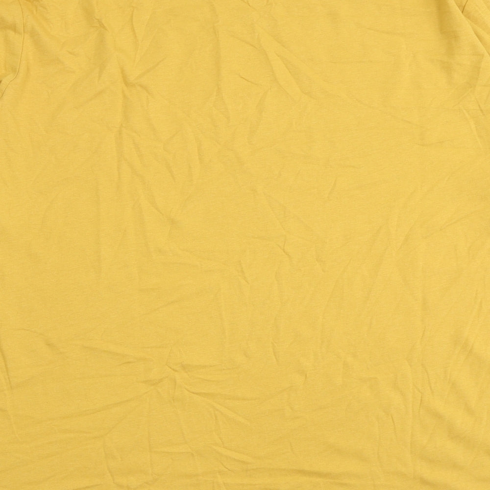 Marks and Spencer Mens Yellow Cotton T-Shirt Size XL Round Neck
