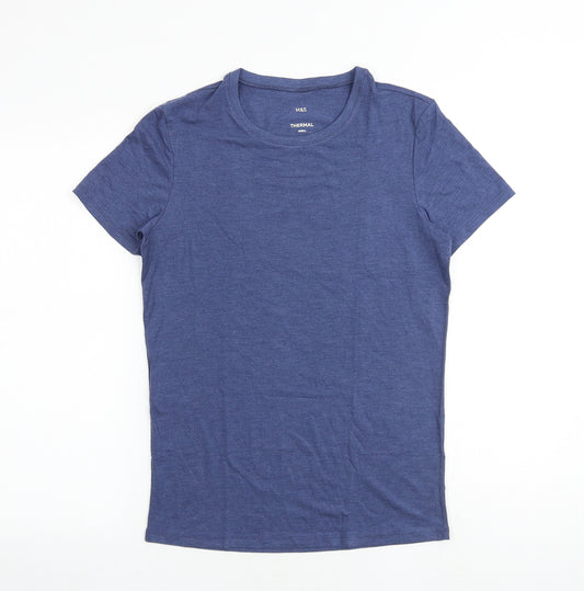 Marks and Spencer Mens Blue Acrylic T-Shirt Size S Round Neck