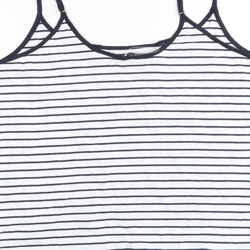 Marks and Spencer Womens White Striped Cotton Camisole Tank Size 18 Scoop Neck