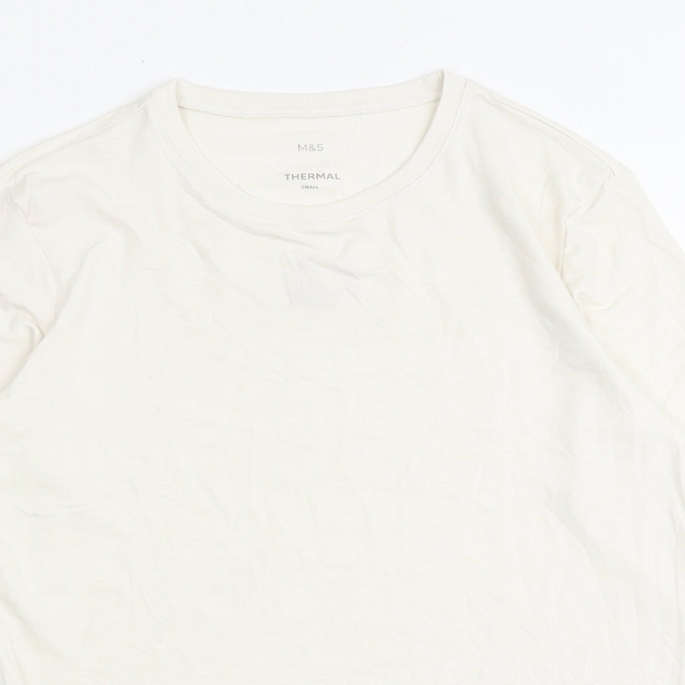 Marks and Spencer Mens Ivory Acrylic T-Shirt Size S Round Neck