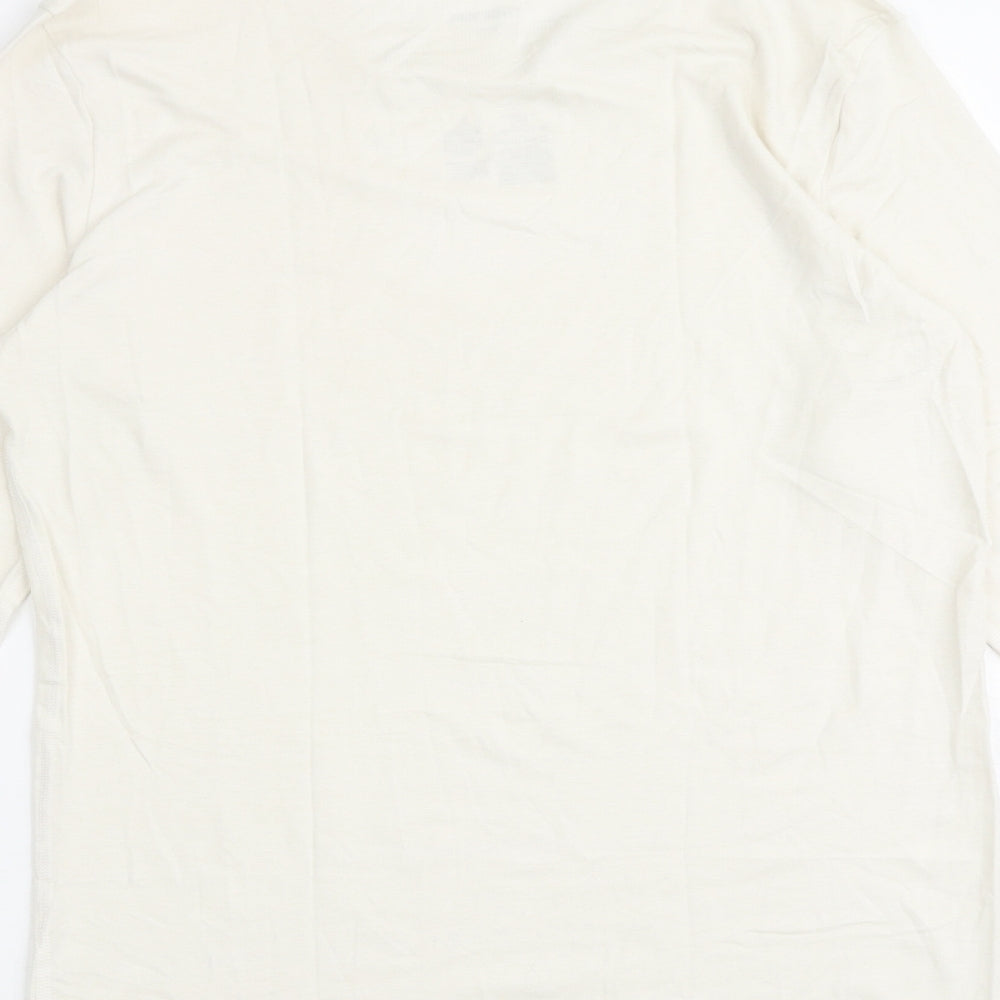 Marks and Spencer Mens Ivory Acrylic T-Shirt Size S Round Neck - Thermal