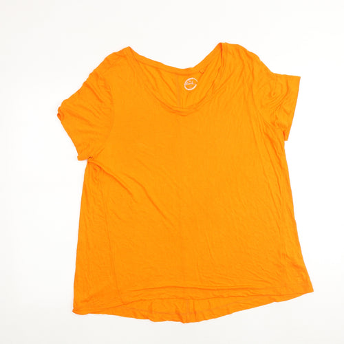 NEXT Womens Orange Viscose Basic T-Shirt Size 18 Boat Neck