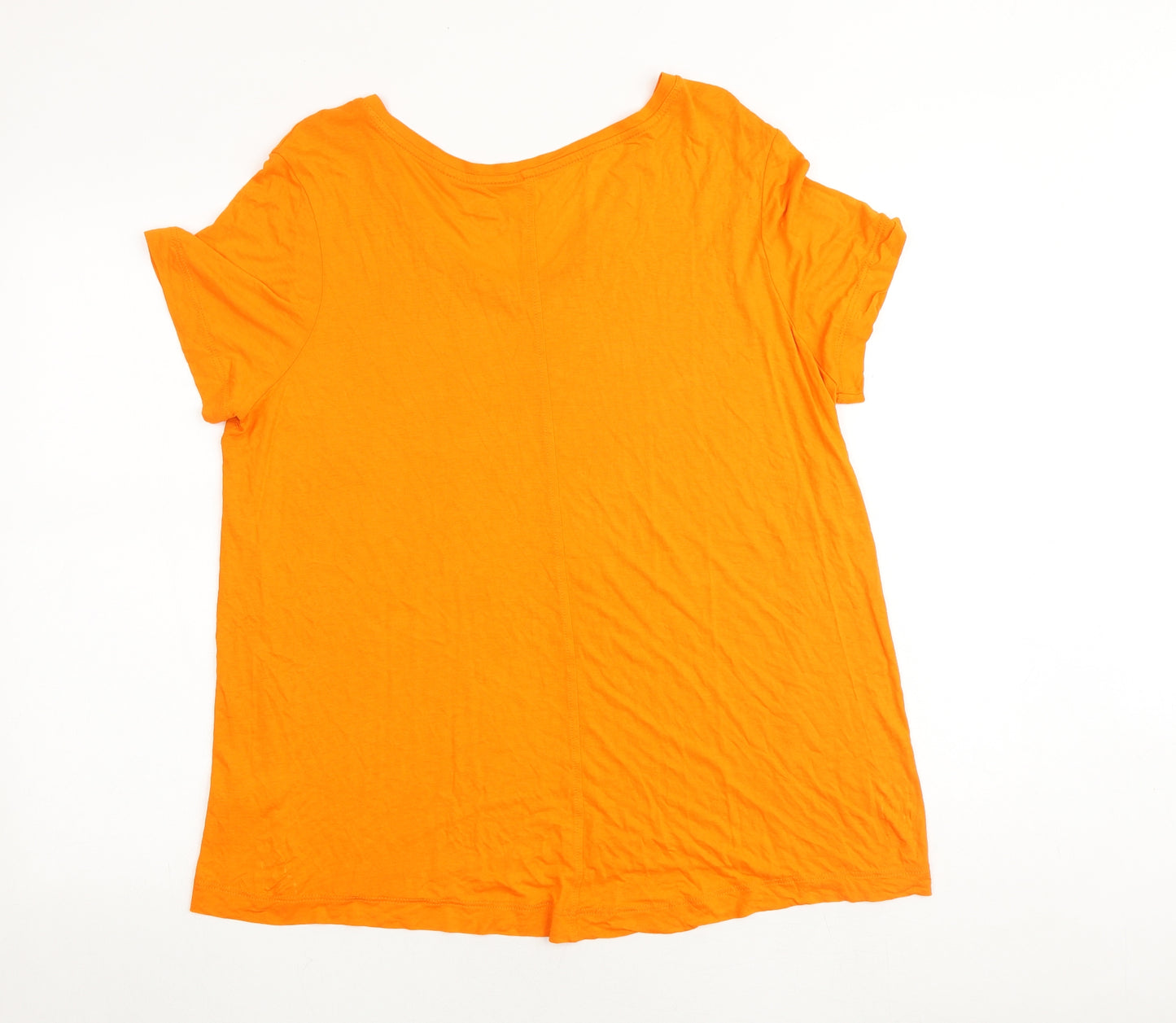 NEXT Womens Orange Viscose Basic T-Shirt Size 18 Boat Neck