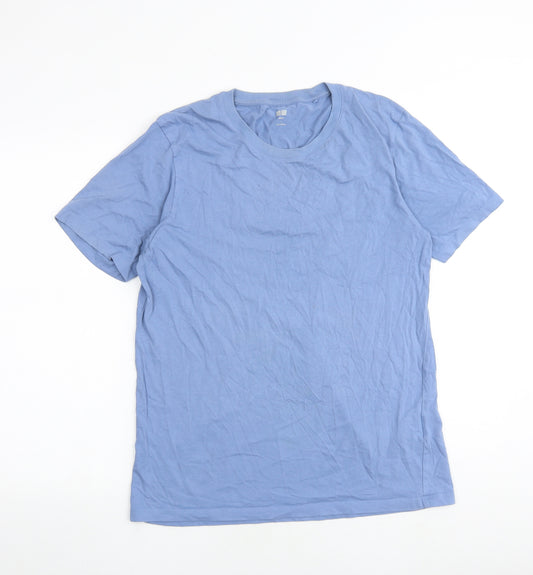 Uniqlo Mens Blue Cotton T-Shirt Size L Round Neck