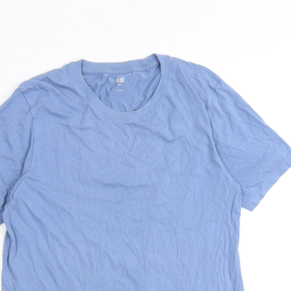 Uniqlo Mens Blue Cotton T-Shirt Size L Round Neck