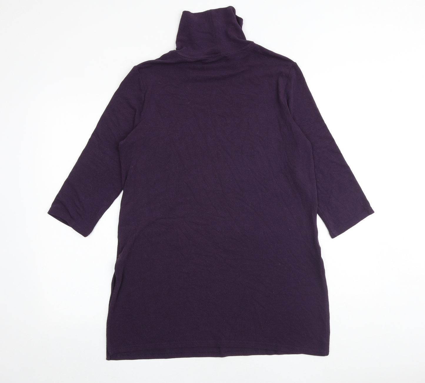 Marks and Spencer Womens Purple Roll Neck Polyester Pullover Jumper Size 14 Pullover