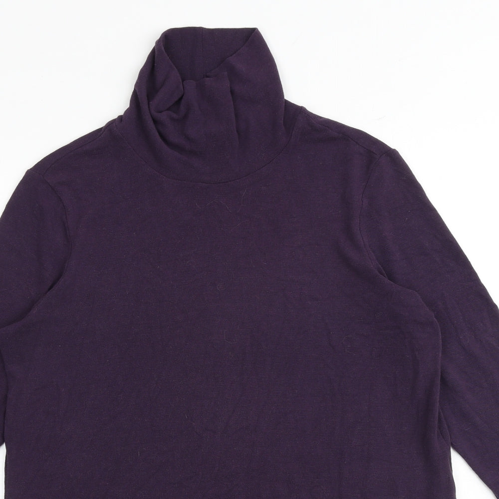 Marks and Spencer Womens Purple Roll Neck Polyester Pullover Jumper Size 14 Pullover