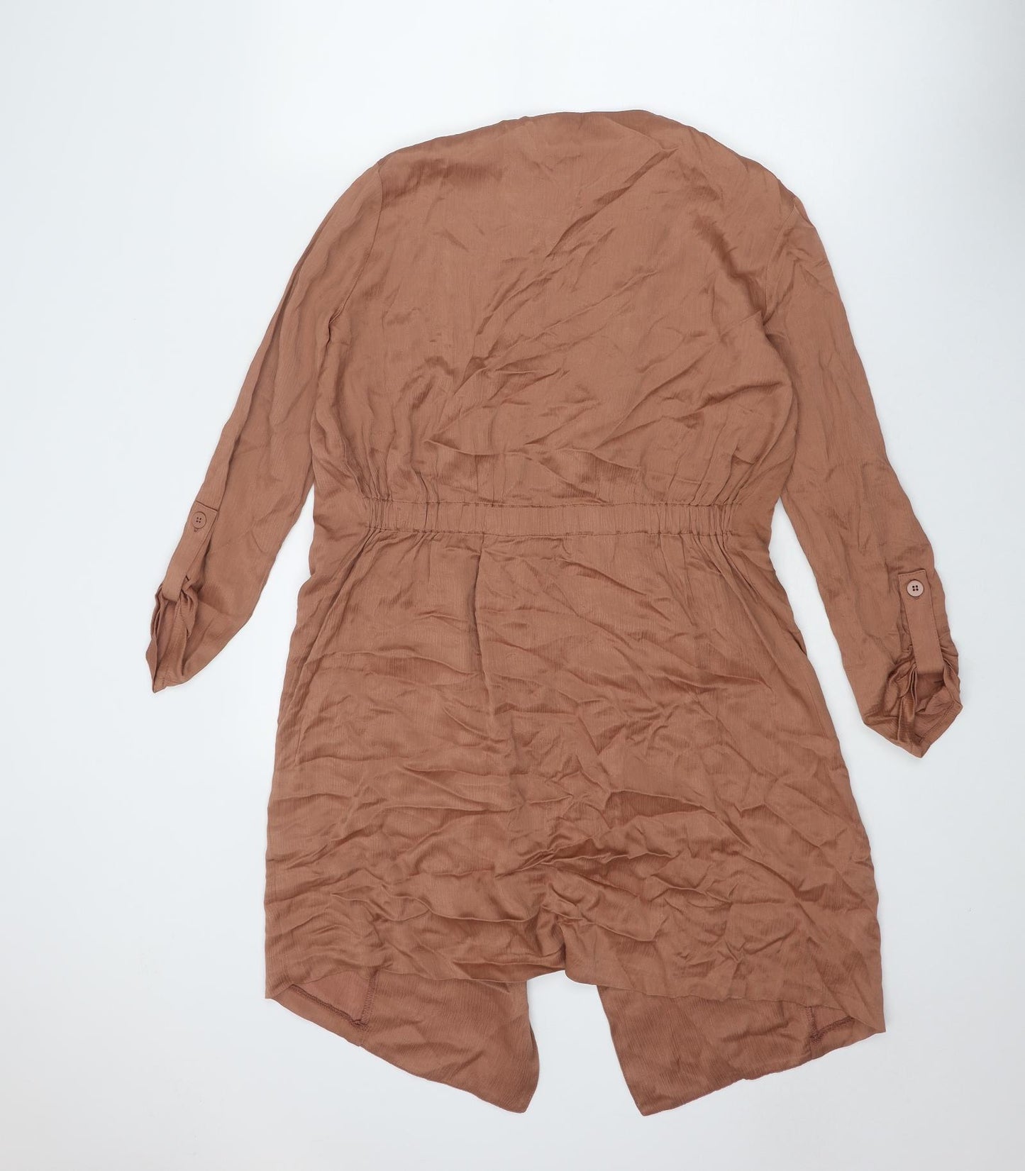 River Island Womens Brown Viscose Kimono Blouse Size 8 V-Neck