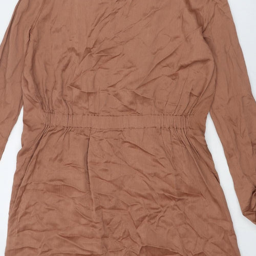River Island Womens Brown Viscose Kimono Blouse Size 8 V-Neck