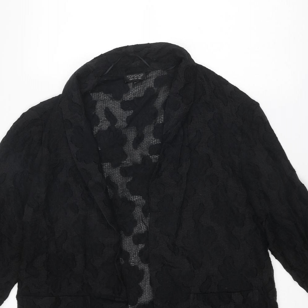 Topshop Womens Black Viscose Kimono Blouse Size 8 V-Neck