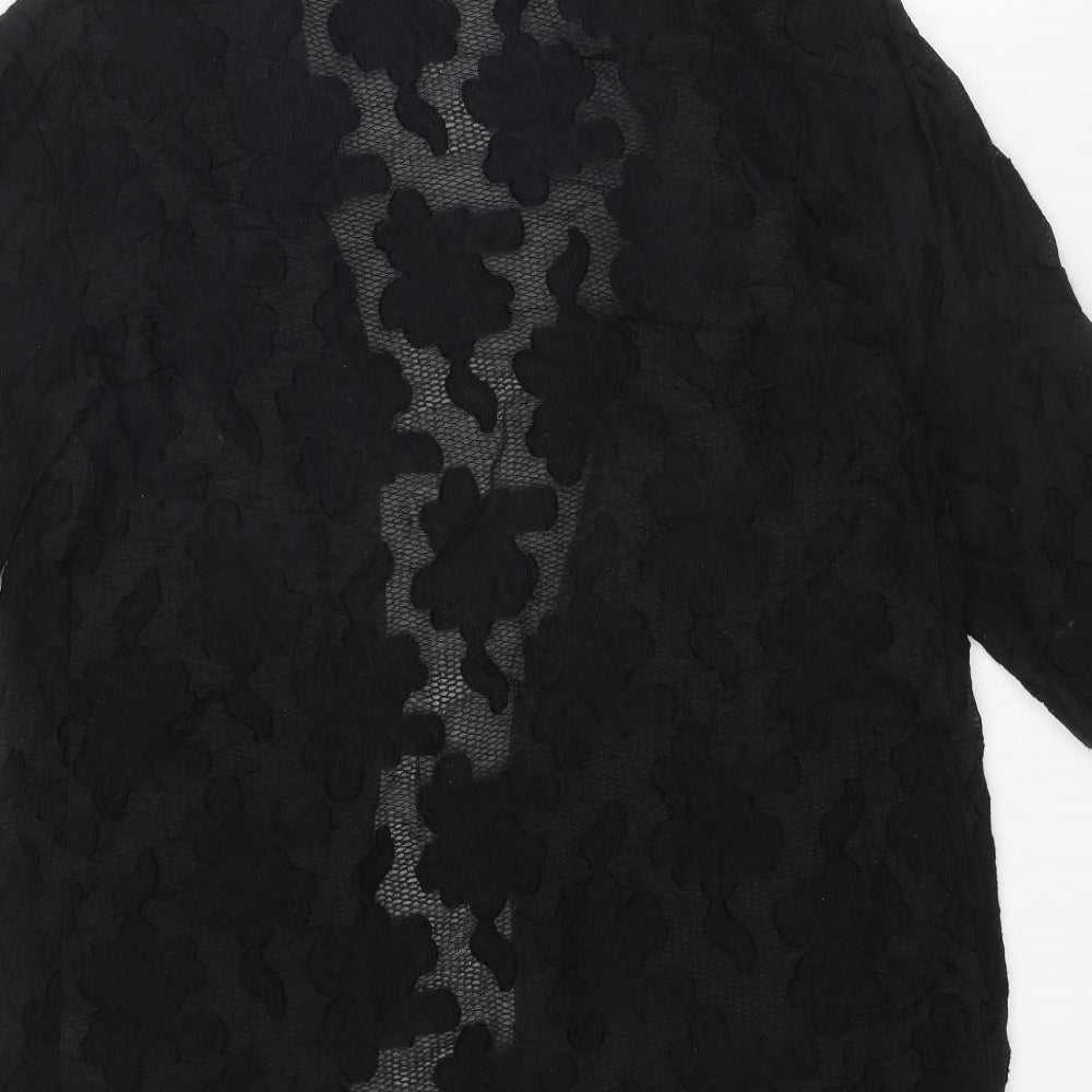 Topshop Womens Black Viscose Kimono Blouse Size 8 V-Neck