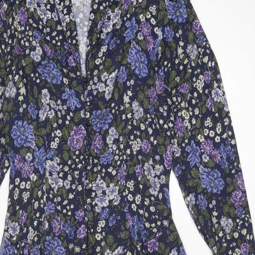 Laura Ashley Womens Multicoloured Floral Viscose Trapeze & Swing Size 10 Collared Button