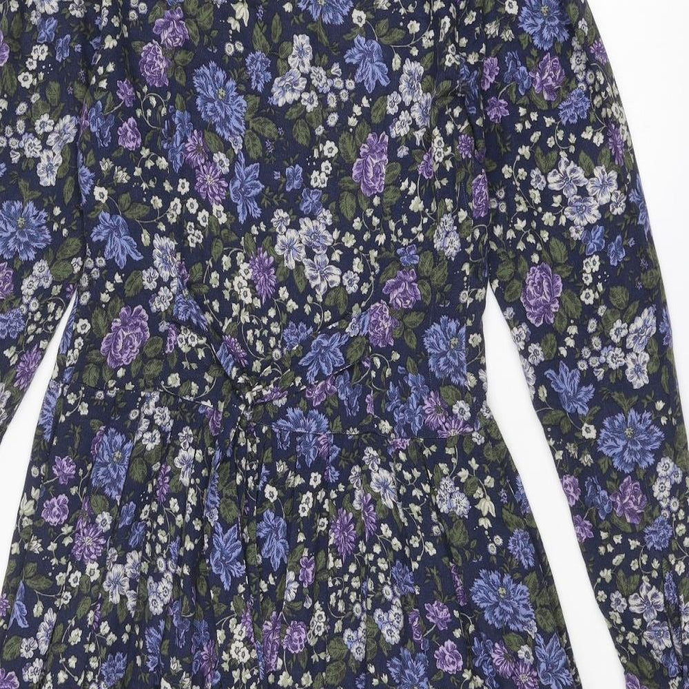 Laura Ashley Womens Multicoloured Floral Viscose Trapeze & Swing Size 10 Collared Button