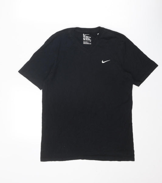 Nike Mens Black Cotton Pullover T-Shirt Size S V-Neck Pullover