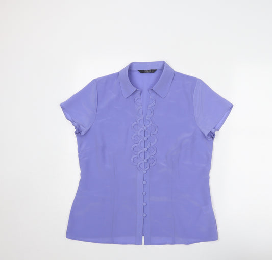 Bonmarché Womens Purple Polyester Basic Button-Up Size 14 Collared