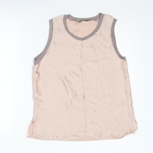 Zara Womens Pink Polyester Basic Tank Size L Scoop Neck