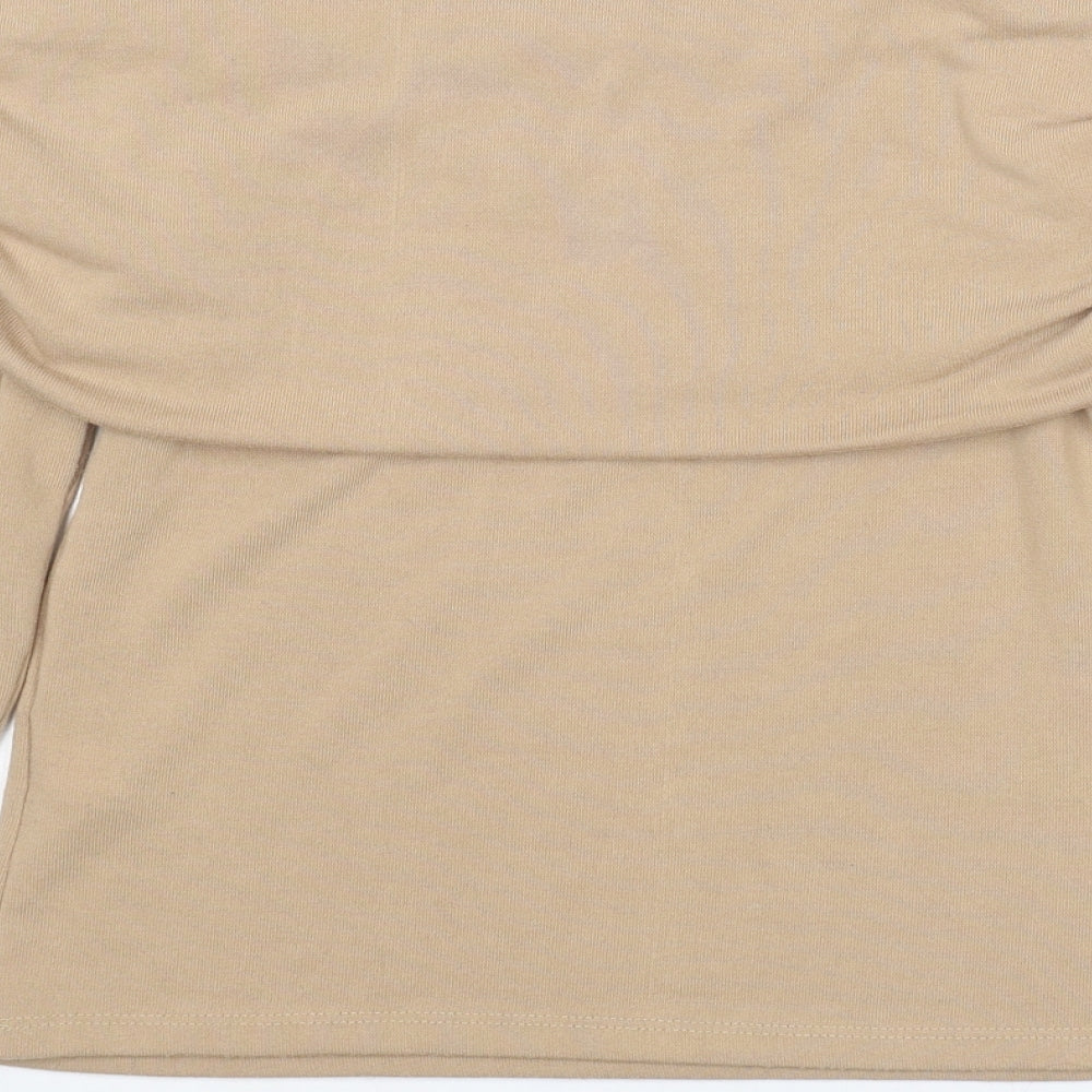 Lipsy Womens Beige Polyester Basic Blouse Size 10 Off the Shoulder