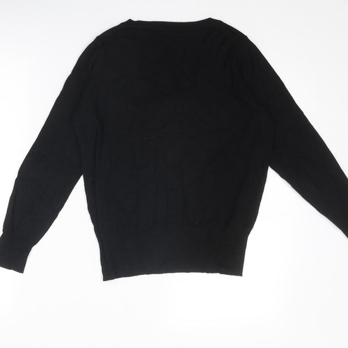 Marks and Spencer Womens Black V-Neck Viscose Pullover Jumper Size 10