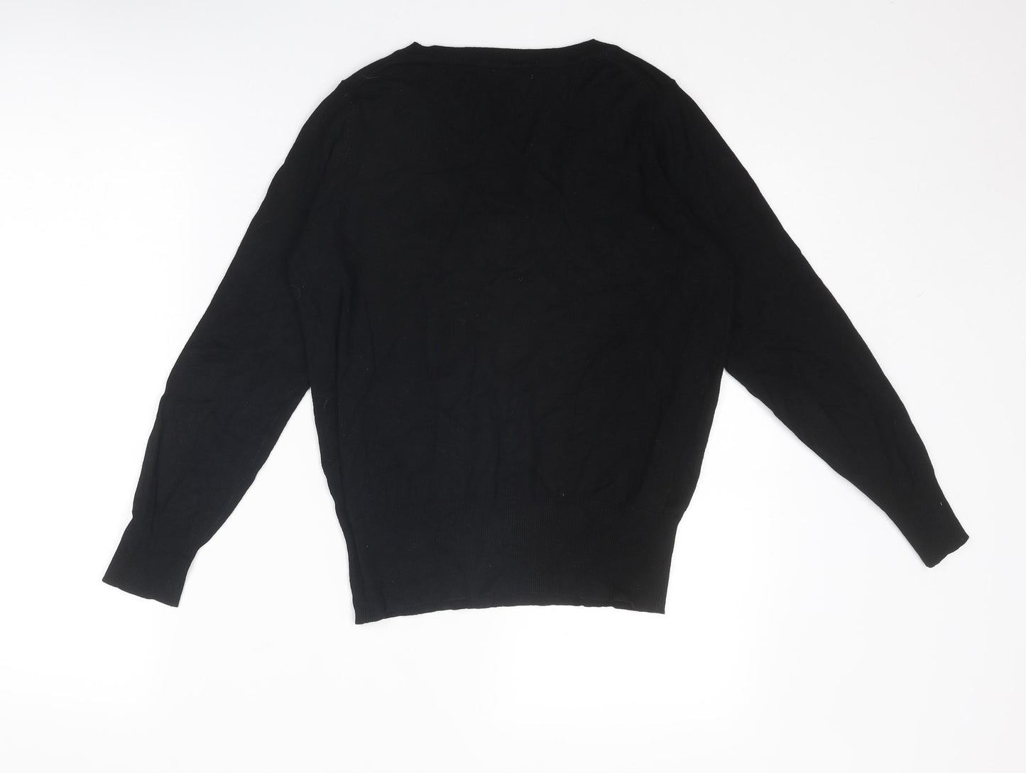 Marks and Spencer Womens Black V-Neck Viscose Pullover Jumper Size 10