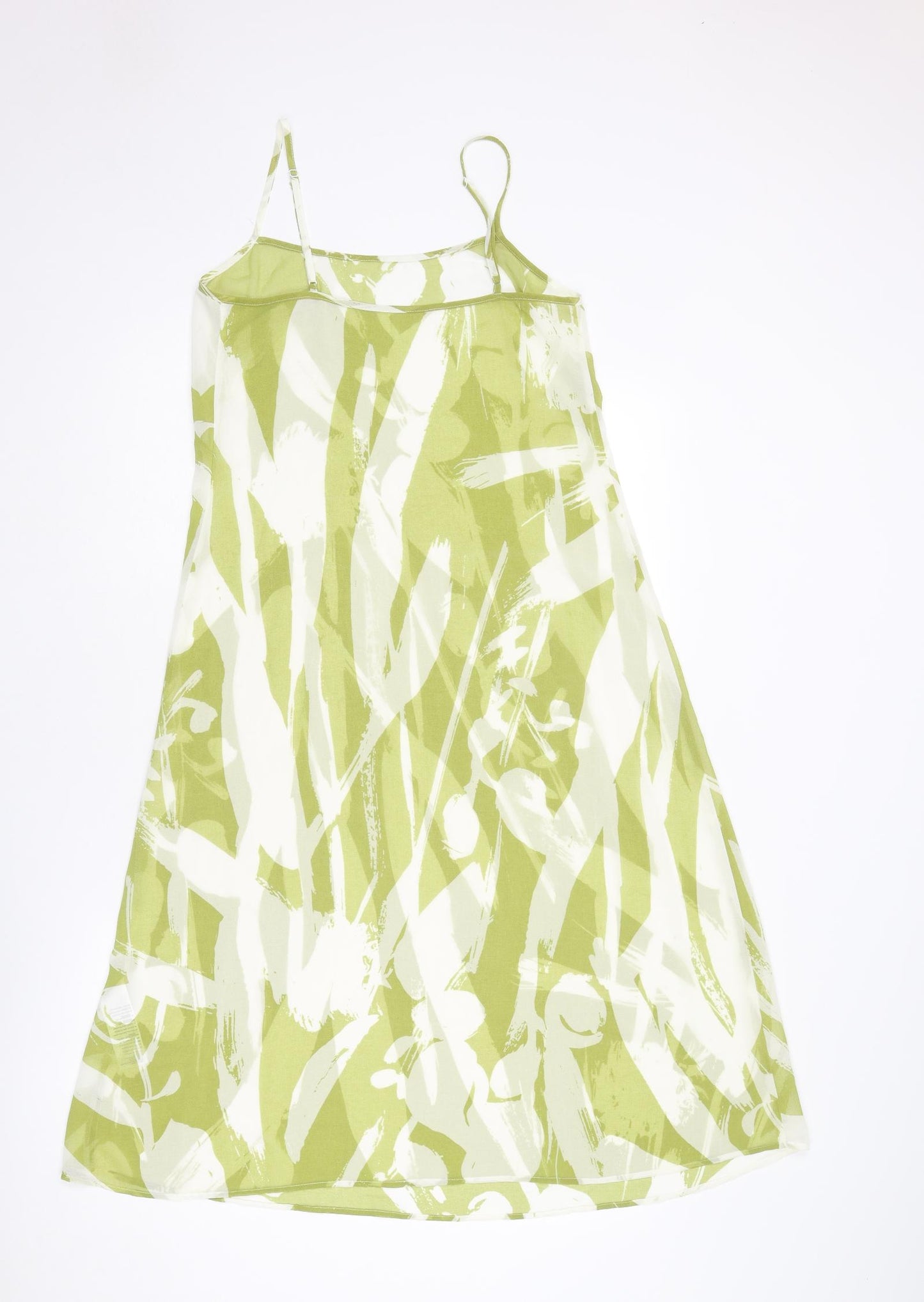 Debenhams Womens Green Geometric Polyester Slip Dress Size 10 Round Neck Pullover