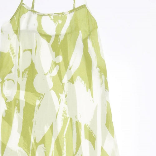 Debenhams Womens Green Geometric Polyester Slip Dress Size 10 Round Neck Pullover