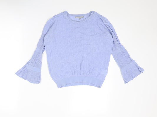 Oliver Bonas Womens Purple Round Neck Cotton Pullover Jumper Size 8