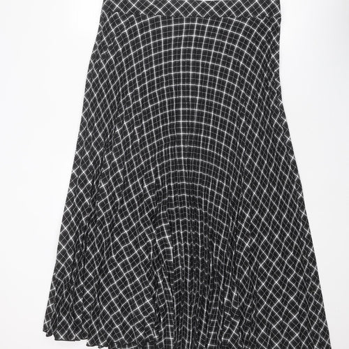 NEXT Womens Black Plaid Polyester Swing Skirt Size 18 Zip