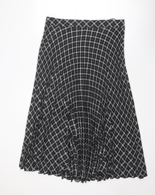 NEXT Womens Black Plaid Polyester Swing Skirt Size 18 Zip